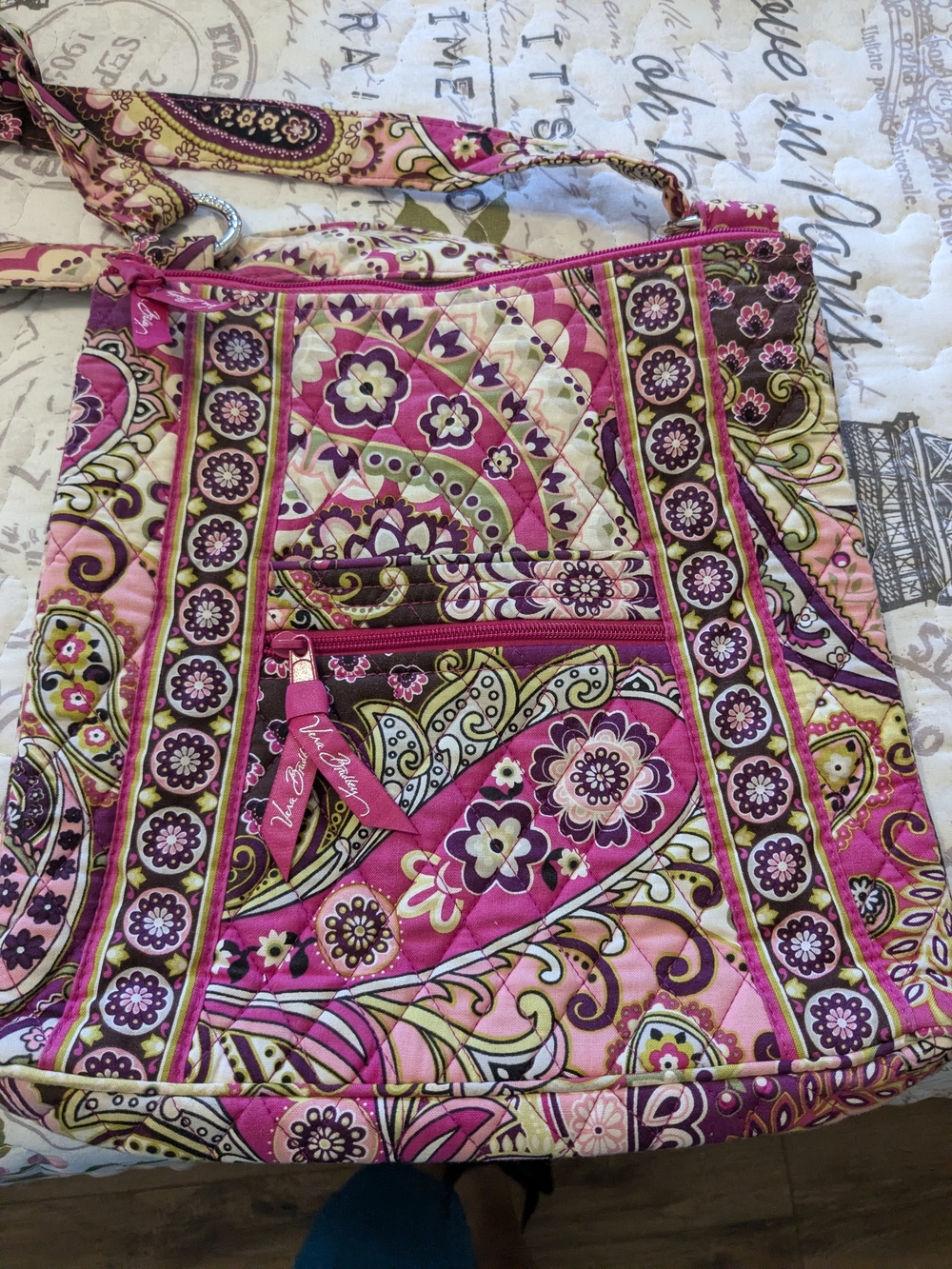 Vera Bradley Pink Paisley Quilted Crossbody Bag